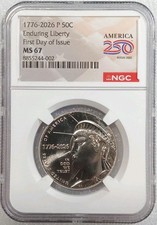 1776-2026 P Enduring Liberty Half Dollar 50C FDOI NGC MS67 - High Grade picture