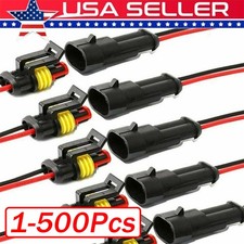 2Pin Way Car Waterproof Male Female Electrical Connector Plug Wire Kit Set Lot picture