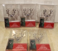 NEW ASHLAND Silver Metal Reindeer Deer Head Pillar Candle Charm Pins Lot of 5 picture