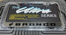 Ford Bronco Stainless Steel Chrome License Plate Frame - Black Lettering OEM picture