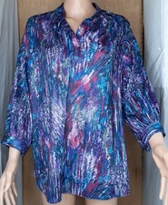 VTG Aimee Of California Multi-Colored 3/4 Sleeve Blouse Top Women's XL Buttons picture