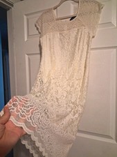 Ivory Lace Sheath Dress LG Boho Bridal Courthouse Wedding Cottagecore Romantic picture