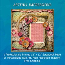 Vintage Rosy Whimsy Scrapbook Page or Personalized Wall Art Print picture