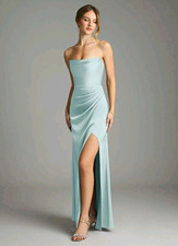 Azazie Leonis Agave Chiffon Bridesmaid Dress strapless open back mint sz M new picture