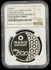 Rare 2011 S Africa 1oz Silver Scientific Facts & Inspiration Rand Refinery PF67 picture