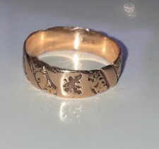 Antique J R Wood Sons 14k Rose Gold Ring Band Size 6.5 Scrolled Squares Foliate picture