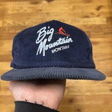 Big Mountain Montana Ski Resort StrapBack Blue White Red Corduroy Embroidered  picture