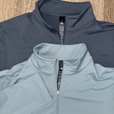Lot Of 2 Lululemon Soft Jersey Half Zip Pullover Men’s L Light Green Dark Grey picture