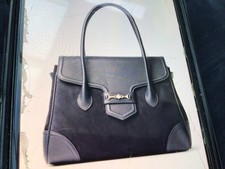 Fairfax & Favor  Fitz William NEW Slate Blue Leather & Suede Tote Bag, 14” X 12” picture