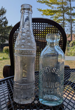 Vintage Southern IL Soda Bottles Pair Murphysboro Hutchinson & Carlyle Art Deco picture