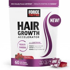 Force Factor Hair Growth Accelerator Soft Chews Hair Growth VitaminsForWomen NEW picture