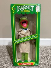 Kermit The Frog Vintage Fisher Price Dress-Up Muppet Doll #587 original boxed picture