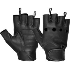 Hugger Affordable Unlined Men's Fingerless Motorcycle Gloves Gel Padded Palm picture
