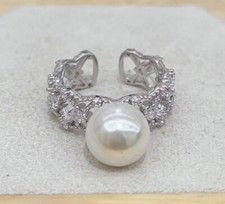 gorgeous 10-11mm south sea round white pearl ring 925s picture