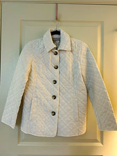 Chico's White Quilted Button-Front Lined Short Jacket w/ Pockets Size 00 picture