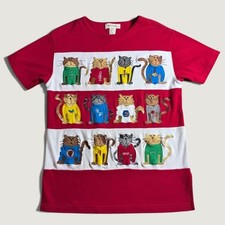 Vintage Bechamel Cat Top Womens Small Red Excellent Cotton picture