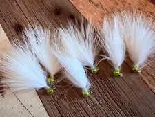 1/2 Dozen (x6) Handmade Hair Jigs Steelhead - White Antifreeze Green picture