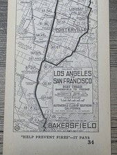 1920s L.A. S.F. Bakersfield Fresno Automobile Club Southern Calif AAA Map #34 picture