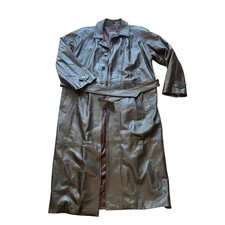 Vericci Man Brown Leather Trench Coat Full Length Duster Jacket Mens Size Large picture