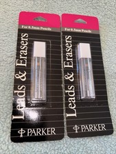 Lot Of Two Vintage Parker Leads & Erasers for 0.5mm Pencils 44582 LOC Z8 picture