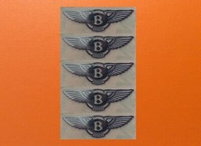 5 pcs Sticker for Bentley Skylake Silver Chrome Logo Decal Badge 30mm x 9mm picture