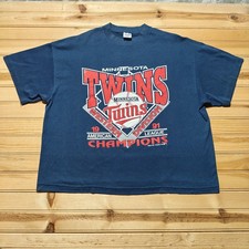 Vintage 1991 Minnesota Twins MLB Western Division Champions Graphic T-Shirt - XL picture