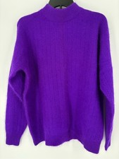 VTG Rafaella Angora Rabbit Hair Lambswool Purple Mock Neck Sweater Women's Large picture