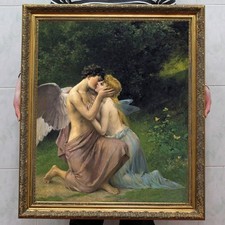Antique Style Cupid and Psyche Romantic Kiss Oil Painting Classical Mythology picture
