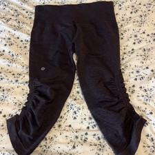 LULULEMON Women’s In The Flow Crop Black/gray Leggings - Size 6 US picture