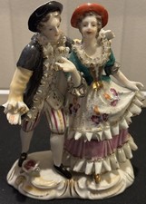 Exquisite Meissen “style”  Victorian Era Courting Couple Porcelain Figure 6” picture