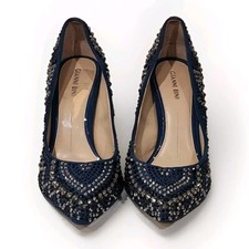 ✨Stunning✨Gianni Bini Black & Blue Rhinestone Studded Heels Size 8.5 picture