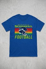Seattle Seahawks Retro Helmet Football Graphic Tee Blue Men's NFL T-Shirt picture