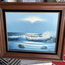 Taylor signed Seascape framed Oil on canvas original art  picture