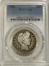 1901 P Barber Silver Half Dollar PCGS G6 picture