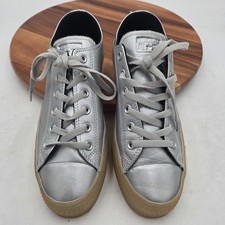 Converse Chuck Taylor All-Star Low Metallic Silver Sneakers Size Mens 8 Wmn's 10 picture