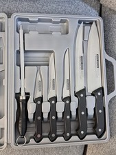 Vintage Koch Messer German Stainless Steel 5 Knife Set Honing Rod Case Board picture