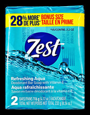 Zest Refreshing Aqua Deodorant Bar Soap Aqua Scent Vitamin E 2 Bars 8.24 oz picture