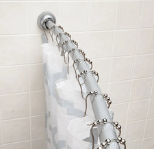 Curved Shower Rod Wall Mountable Adjustable Brushed Chrome Finish 40
