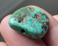RARE OLD ANTIQUE TIBETAN HIMALAYAN NATURAL TURQUOISE BEAD BEAUTIFUL WORN PATINA picture