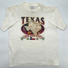 Vintage 90s Texas Lonestar State T Shirt White Adult XL White Short Sleeve picture