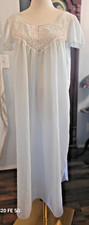 VTG Barbizon Delicate Coquette SZ M Cotton Womens Maxi Floral Blue Nightgown picture