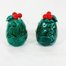 Vintage Lefton's Holly Berry Salt and Pepper Shaker Set With Tags Christmas picture