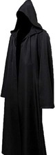 Men's Black Hooded Robe - Classic Wizard Costume for Halloween Celebrations picture