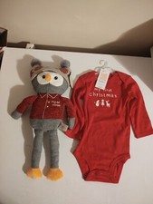 Carter's My First Christmas Size 12M Onepiece Red Holiday First Winter Plush Owl picture