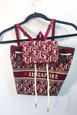 Vintage I Love Singapore Drawstring Backpack Burgundy Monogram Travel Bag picture