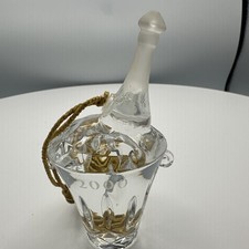 2000 Gorham Crystal Champagne Bottle & Ice Bucket Christmas Ornament in Box picture