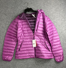 Marmot Quasar Nova Jacket Womens Large Purple Hooded Down Puffer Full Zip picture