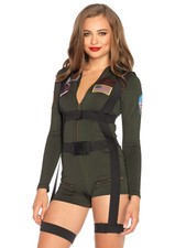 Women's Spandex Romper Costume - Top Gun Inspired Outfit for Parties & Events picture