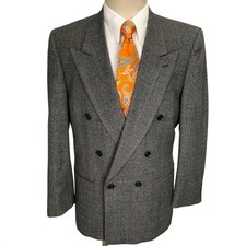 Jean-Baptiste Caumont Blazer Men 39R Gray Purple Glen Plaid Double Breasted USA picture