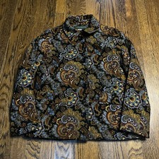 Vintage Harve Benard Button Up Paisley Pattern Quilted Jacket Size P2 picture